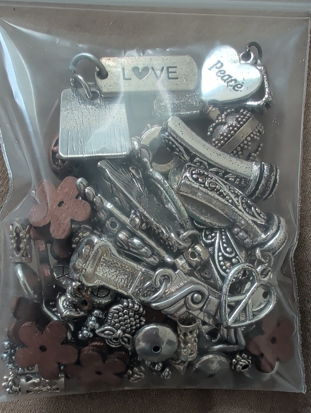 Silver and Brown Mixed Charms For Crafting